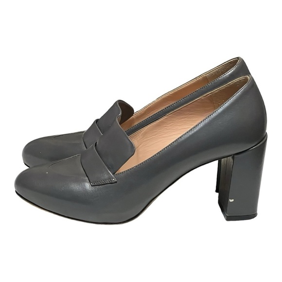 ANTEPRIMA Milano Leather Loafer Pump Grey 3”Block Heel Business Women EU36/US5.5 - Picture 2 of 11